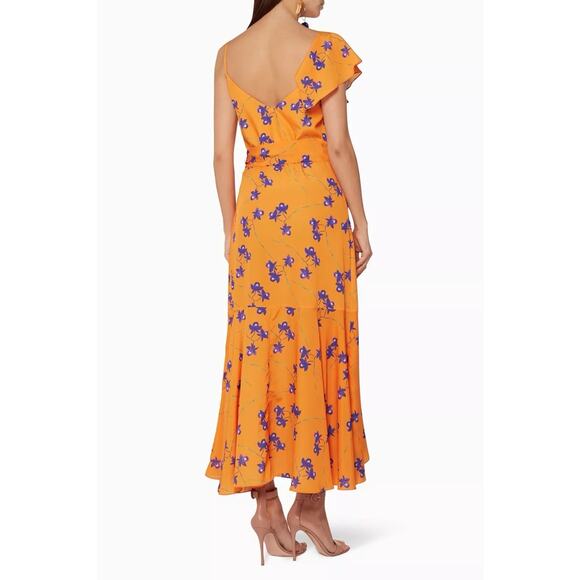 BORGO DE NOR Orange Isadora Ruffled Dress UK Size 12 US 8 - Picture 3 of 13